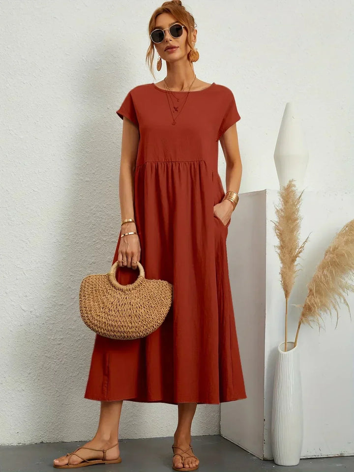 Sophie™ — Fluid Midi Dress Timeless Elegance