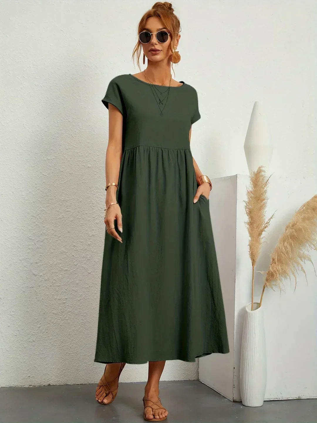 Sophie™ — Fluid Midi Dress Timeless Elegance