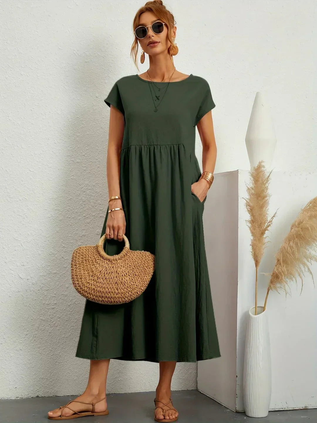 Sophie™ — Fluid Midi Dress Timeless Elegance