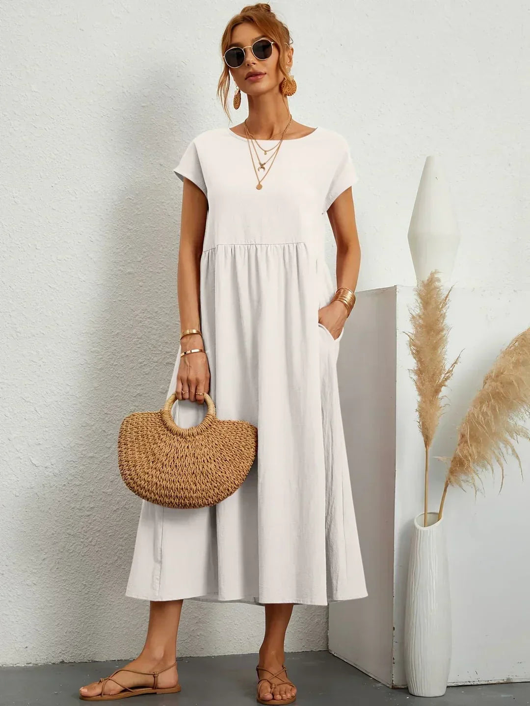 Sophie™ — Fluid Midi Dress Timeless Elegance