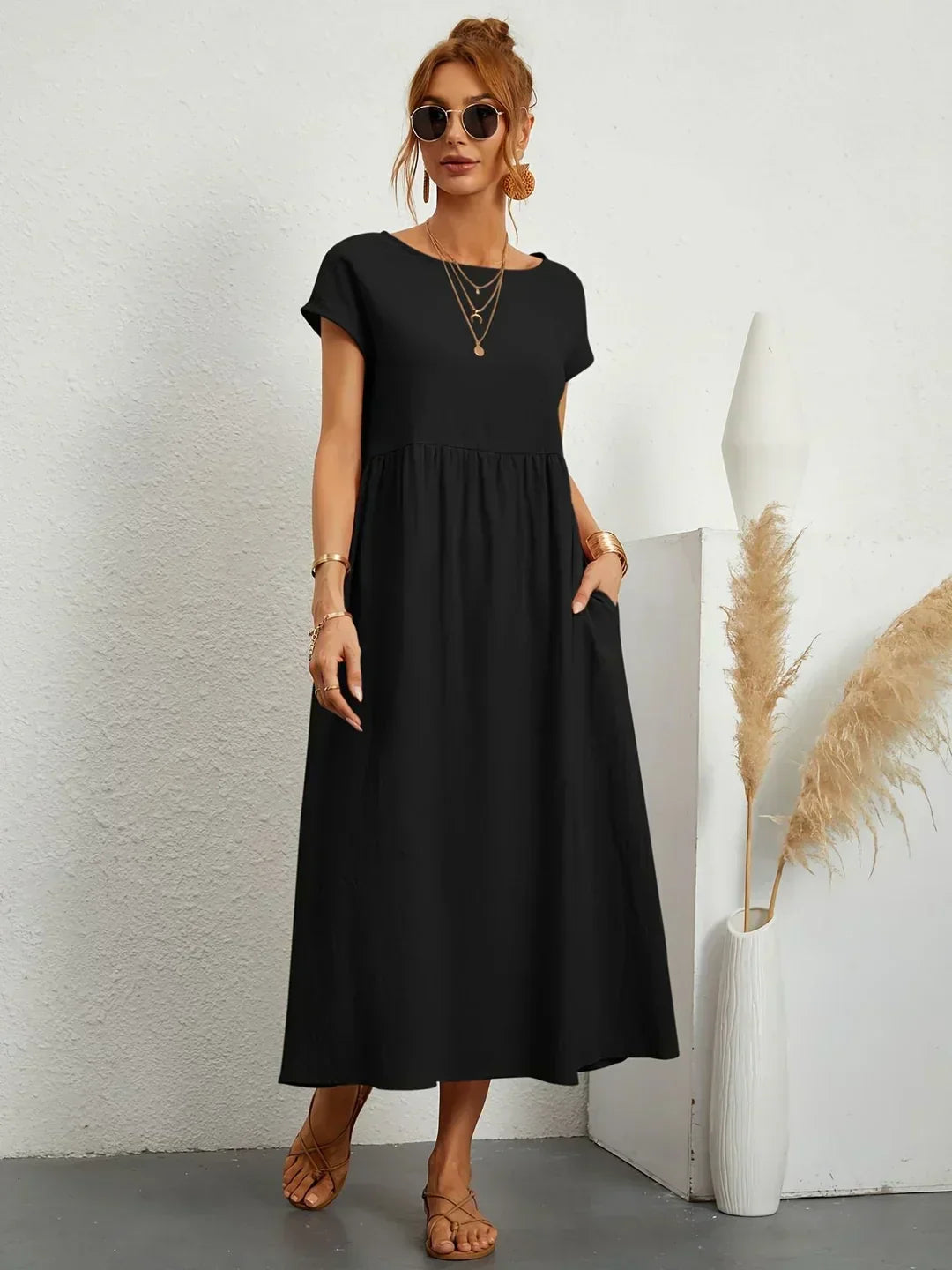 Sophie™ — Fluid Midi Dress Timeless Elegance