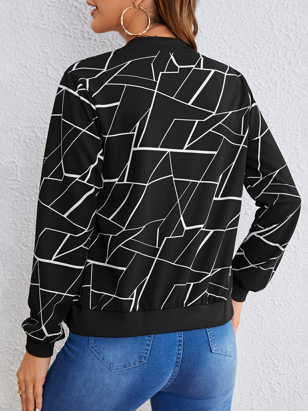 MILA |  Artistic Pattern Zip-Up Jacket