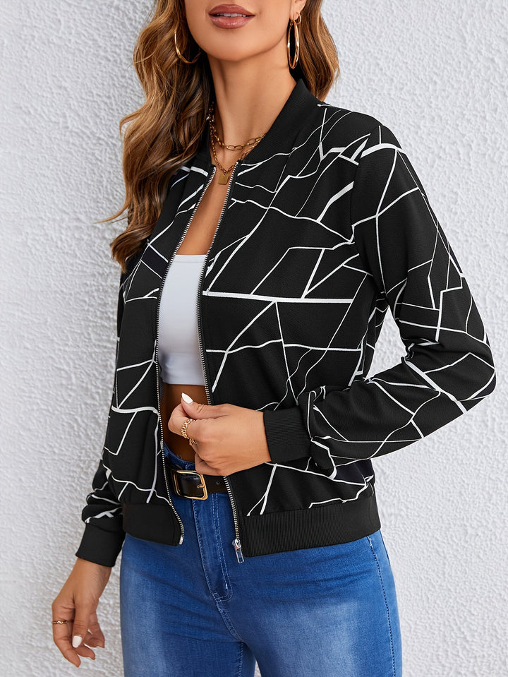 MILA |  Artistic Pattern Zip-Up Jacket
