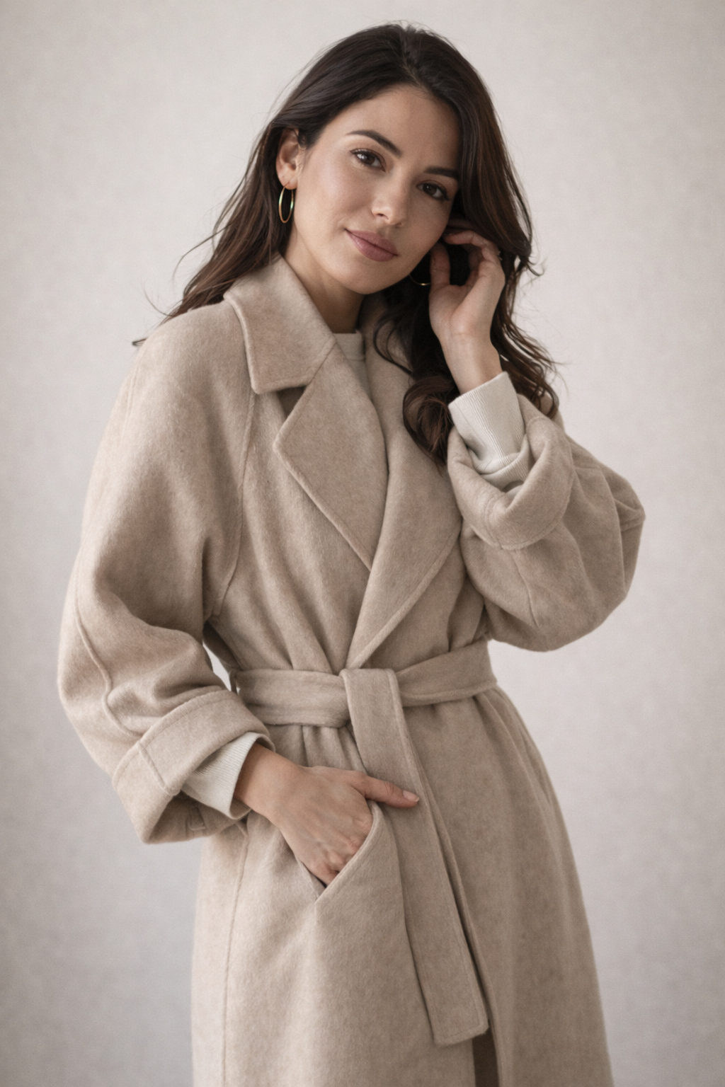 Evie™ – Elegant Belted Long Coat
