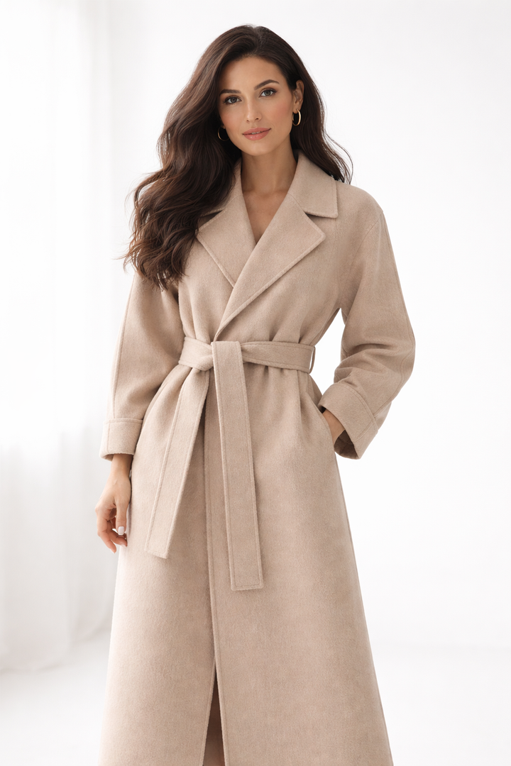 Evie™ – Elegant Belted Long Coat