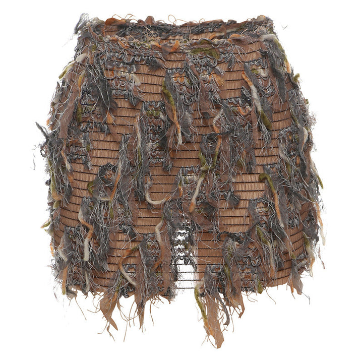 MARIA – Chic Fringe Detail High-Waist Mini Skirt