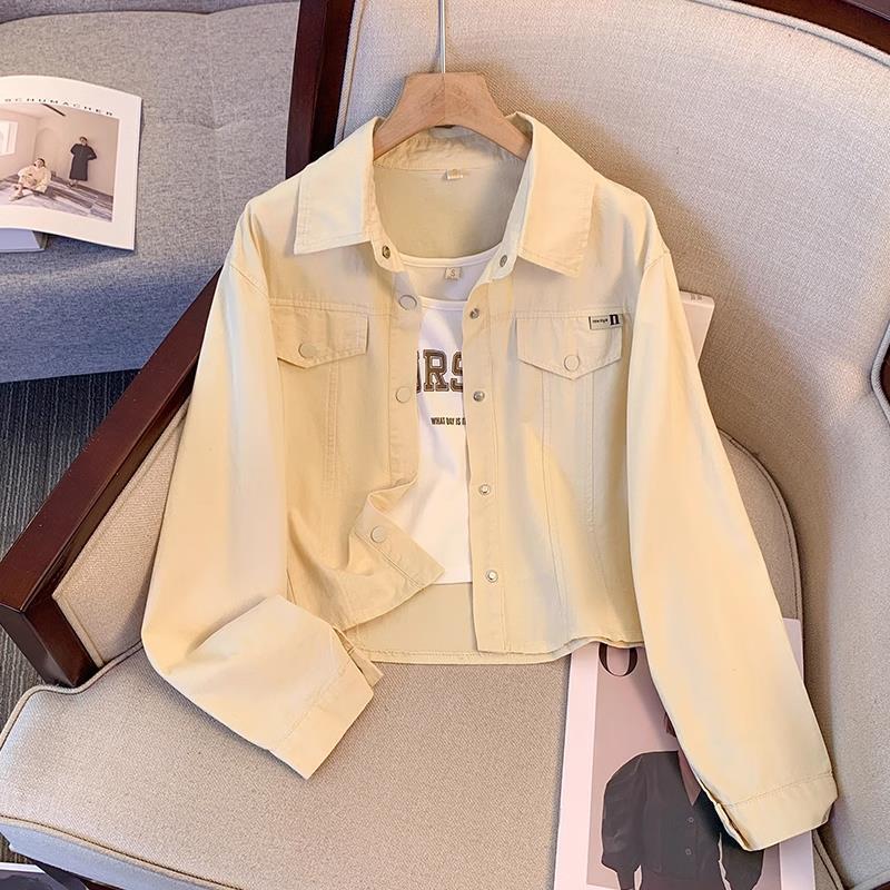 LUCRET – Casual Long Sleeve Collared Crop Jacket