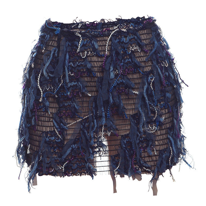 MARIA – Chic Fringe Detail High-Waist Mini Skirt