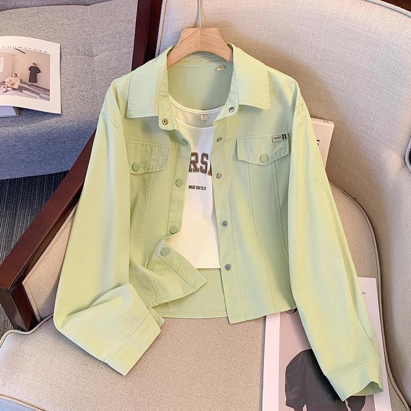 LUCRET – Casual Long Sleeve Collared Crop Jacket