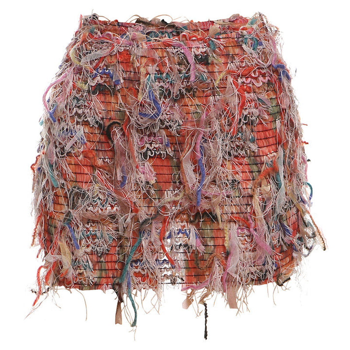 MARIA – Chic Fringe Detail High-Waist Mini Skirt
