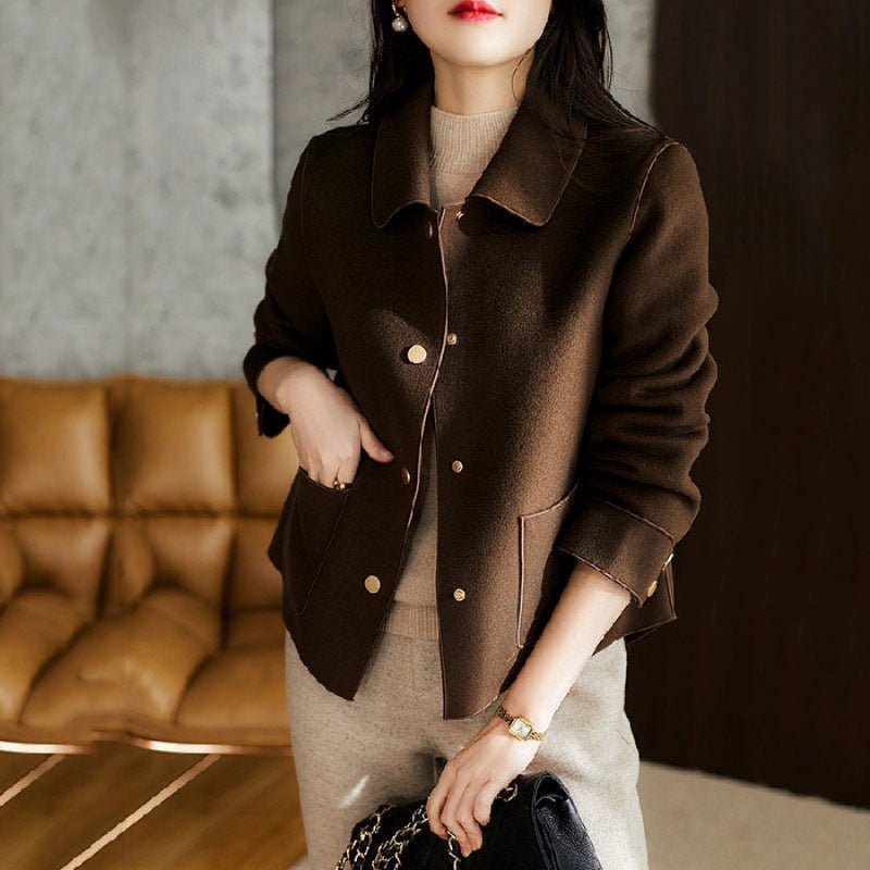 OVIDIA - Classy Button Front Long Sleeve Collared Blazer