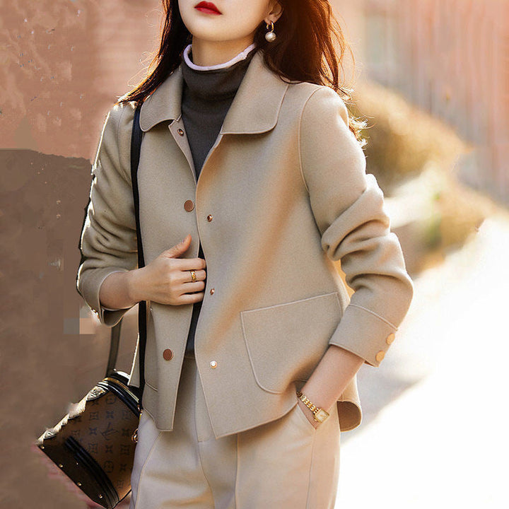 OVIDIA - Classy Button Front Long Sleeve Collared Blazer