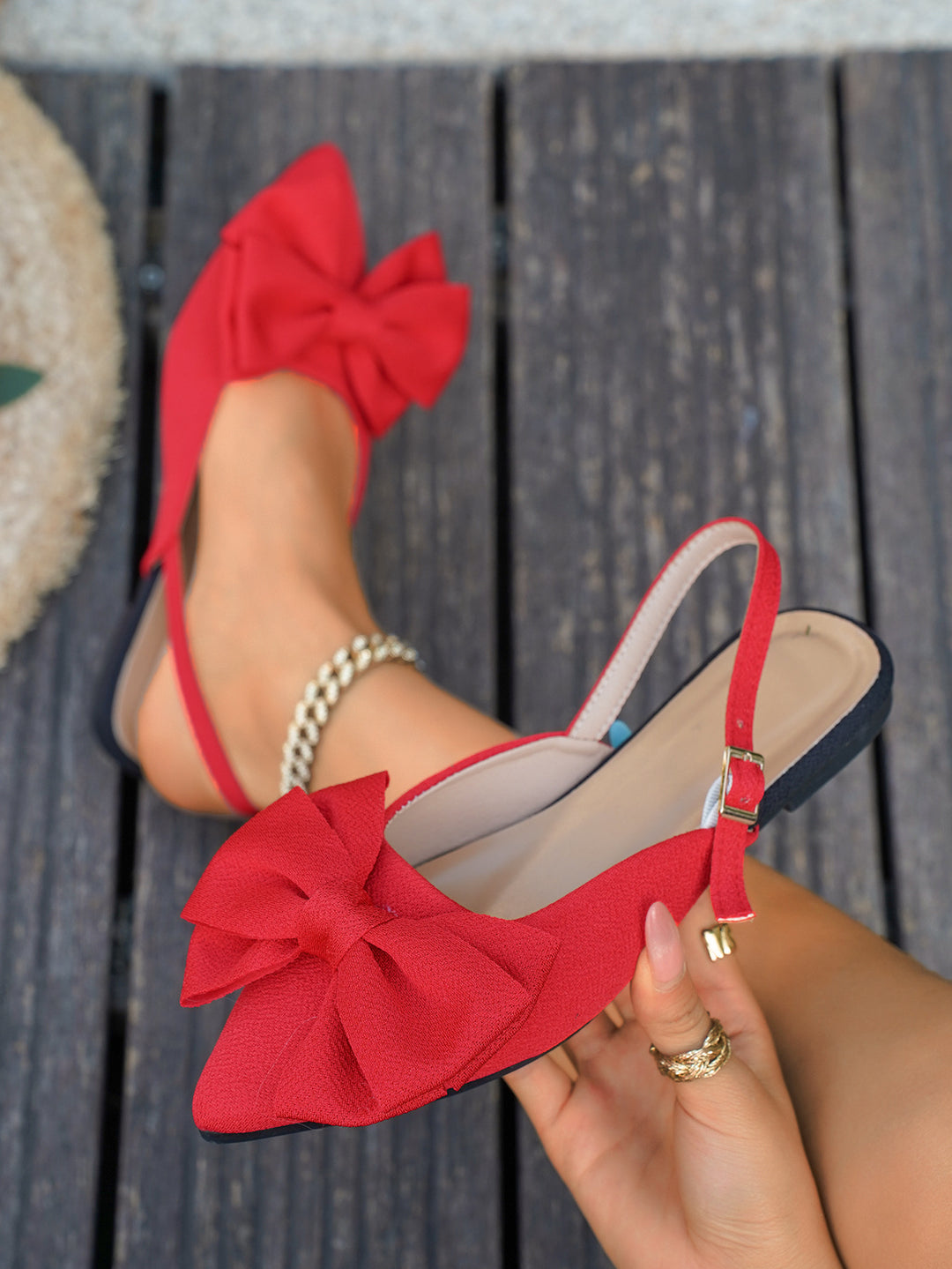 Ruby™ | Elegant Bow Slingback Flats