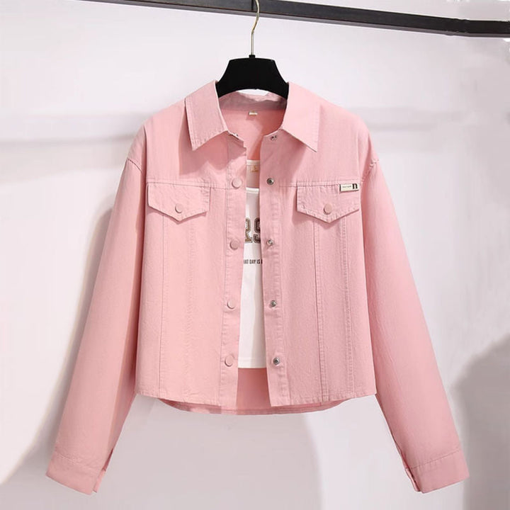 LUCRET – Casual Long Sleeve Collared Crop Jacket