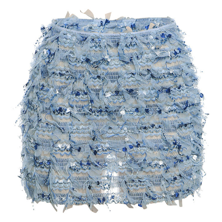 MARIA – Chic Fringe Detail High-Waist Mini Skirt