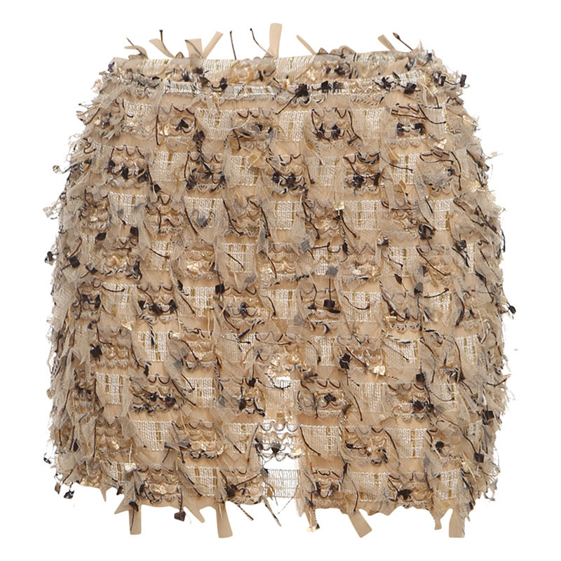 MARIA – Chic Fringe Detail High-Waist Mini Skirt