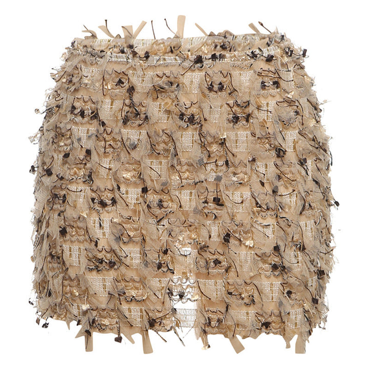 MARIA – Chic Fringe Detail High-Waist Mini Skirt