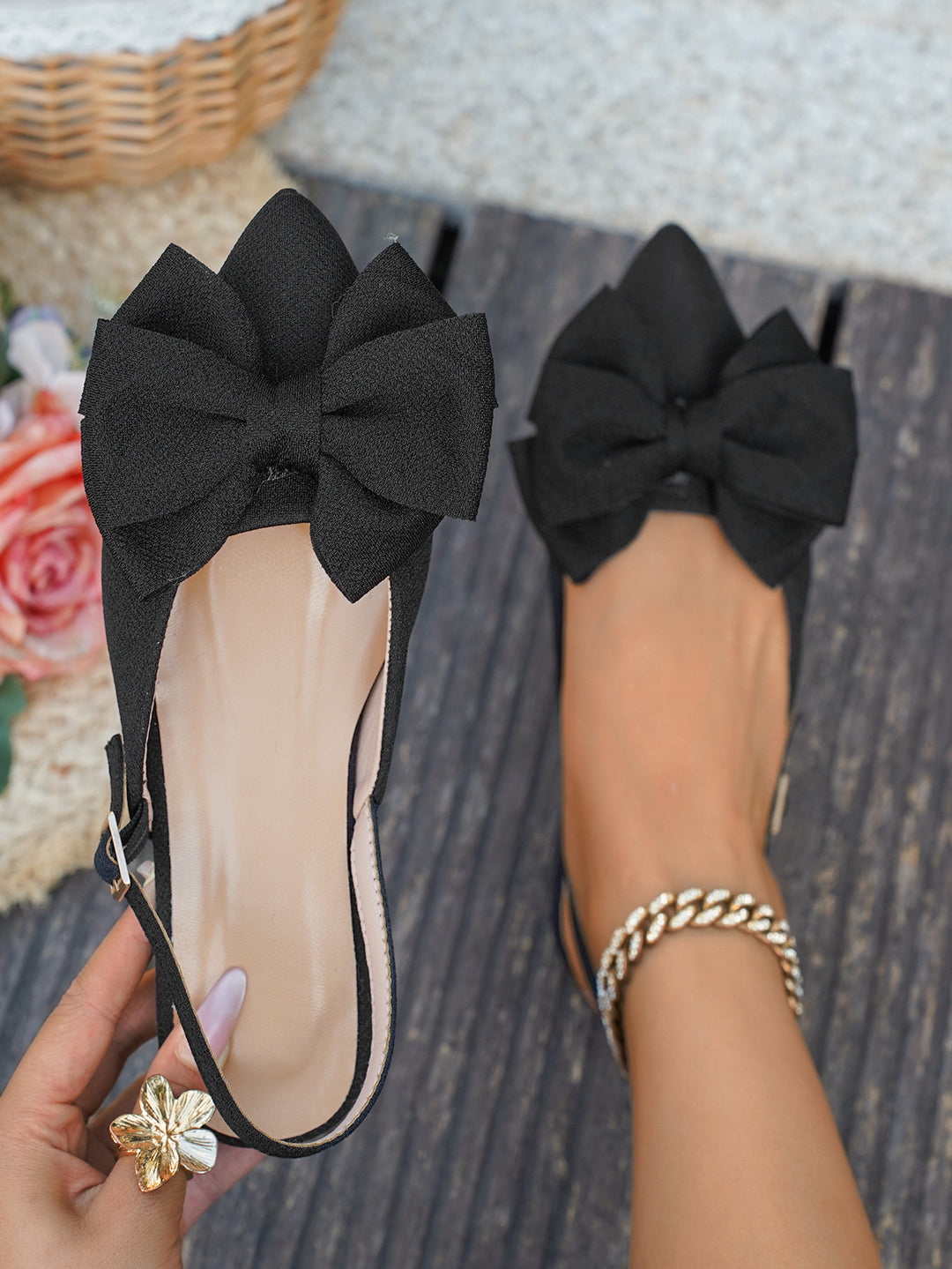 Ruby™ | Elegant Bow Slingback Flats