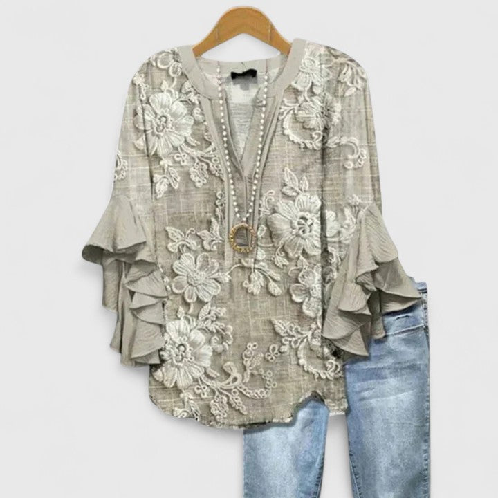 Angie™ | Ruffle Sleeve Statement Blouse