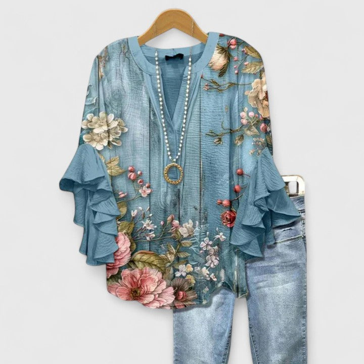 Angie™ | Ruffle Sleeve Statement Blouse