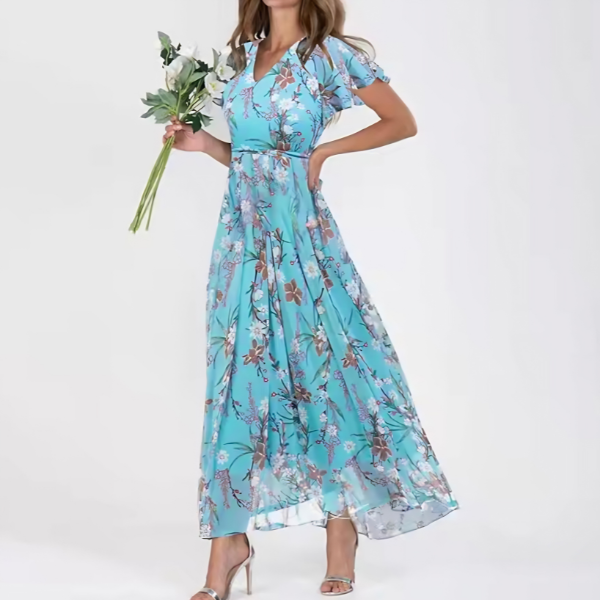 Catherina™ - Elegant Belly Covering V-Neck Dress