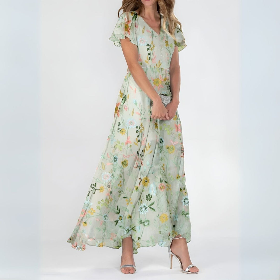 Amelia™ | Floral Flutter Maxi Dress