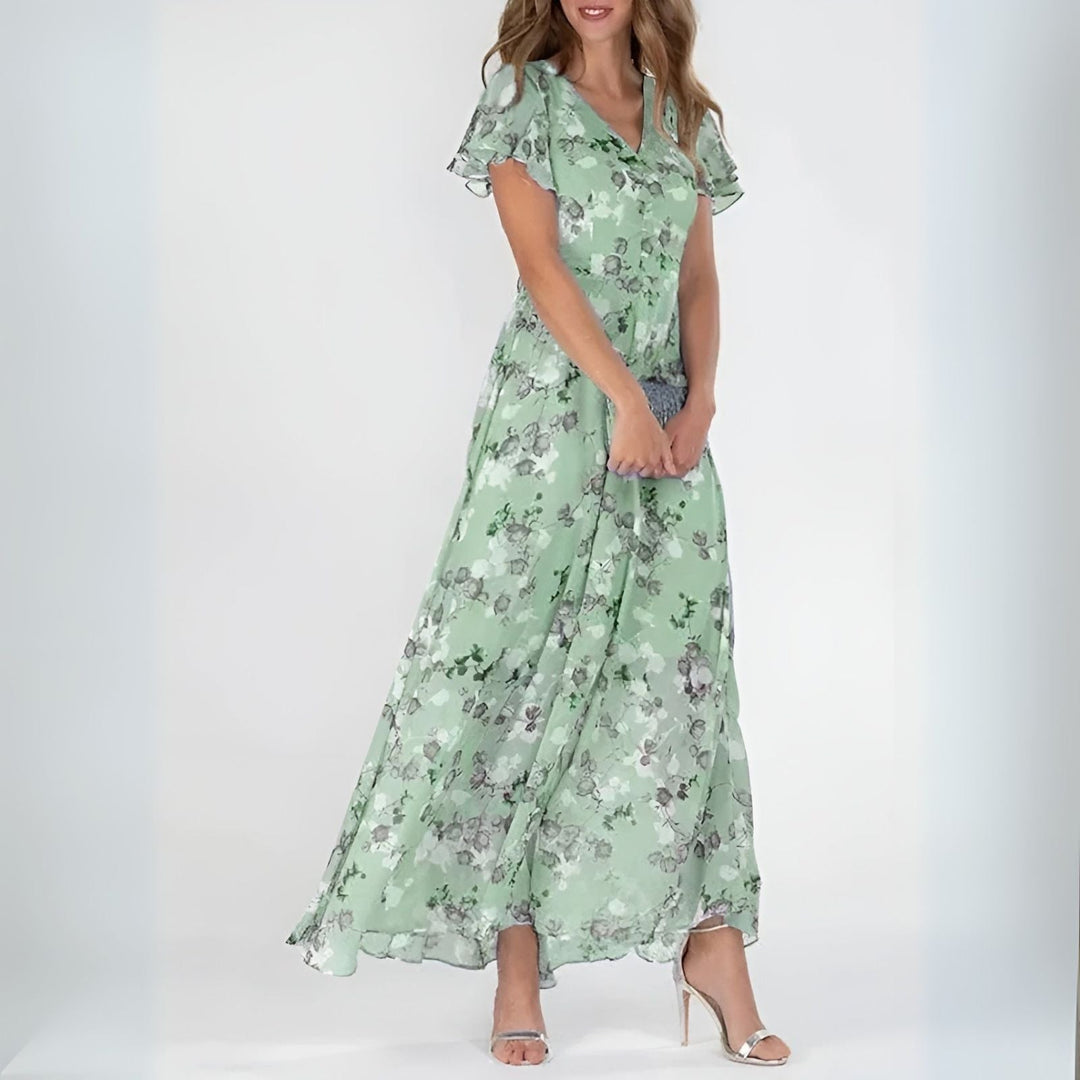 Amelia™ | Floral Flutter Maxi Dress