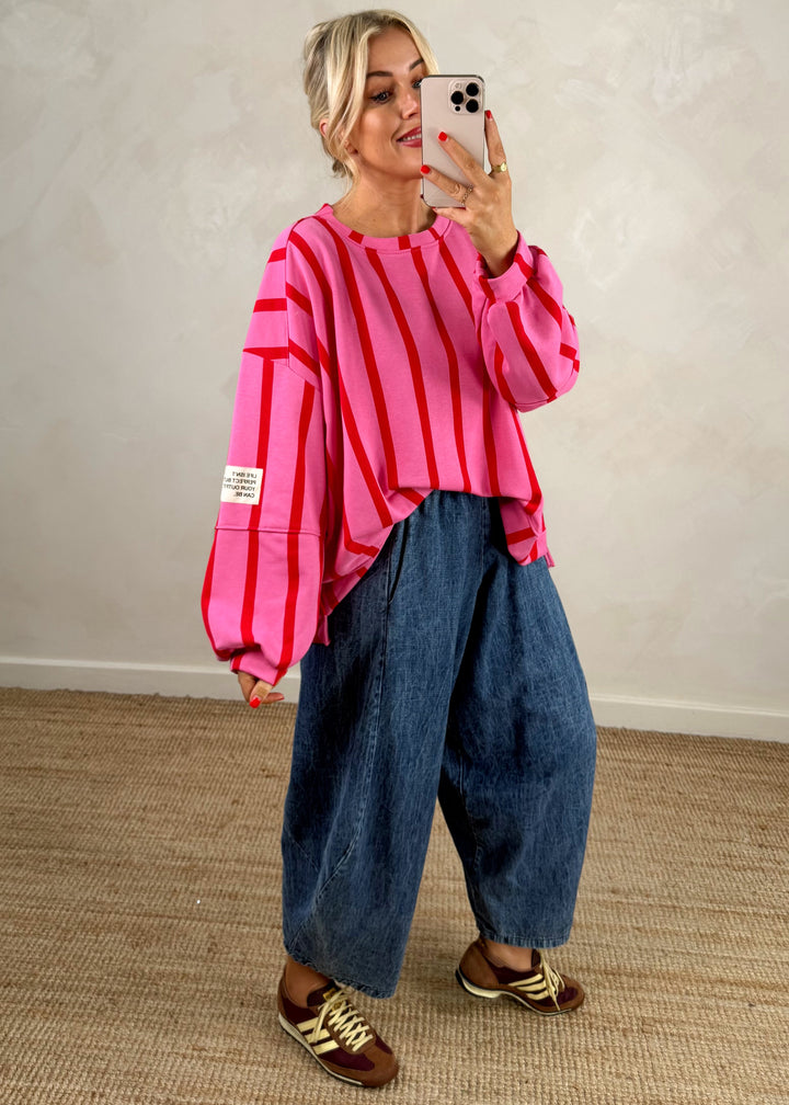Perfect striped sweater - pink/red