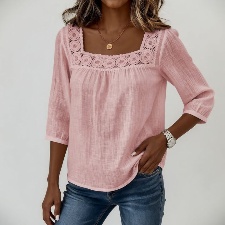 Isla™ | Elegant Lace Square Neck Blouse