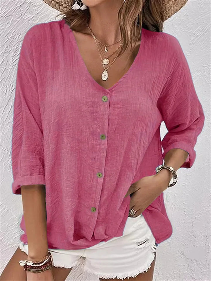 Poppy™ | Luxe Linen Blouse with Buttons