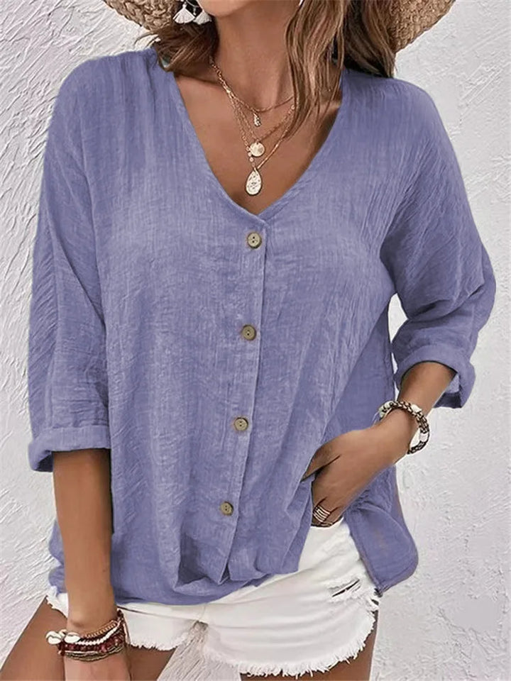 Poppy™ | Luxe Linen Blouse with Buttons