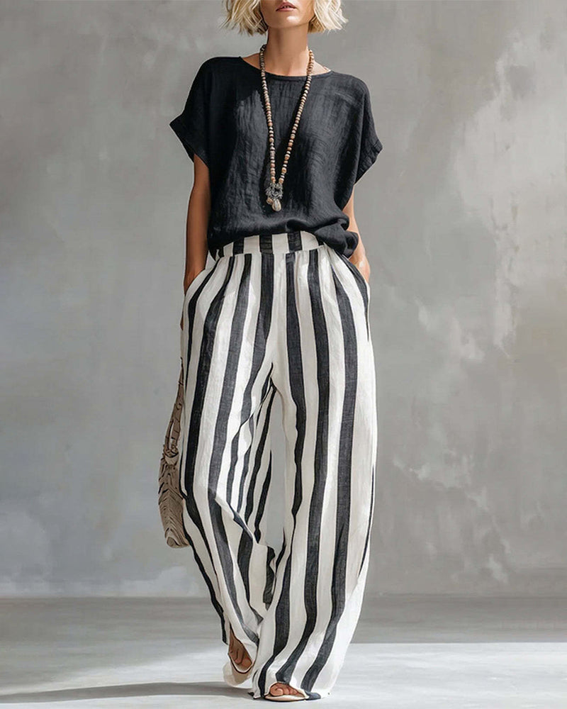 Elspeth™ | Elegant Striped Two-Piece Set