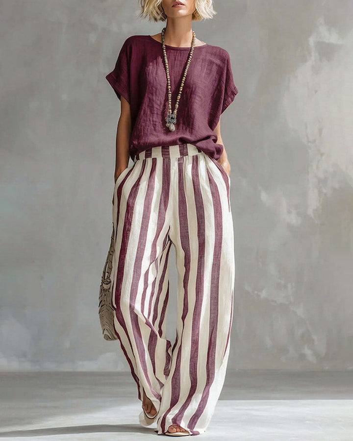Elspeth™ | Elegant Striped Two-Piece Set