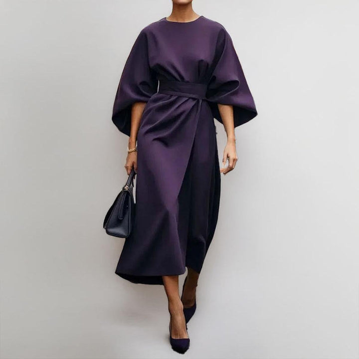Amy™ - Satin Feel Batwing Sleeve Maxi Dress