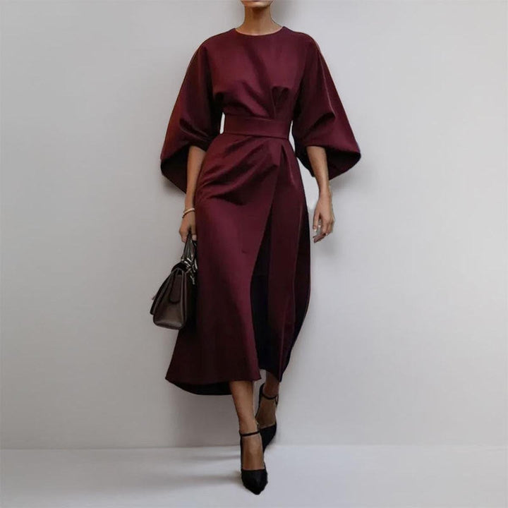 Amy™ - Satin Feel Batwing Sleeve Maxi Dress