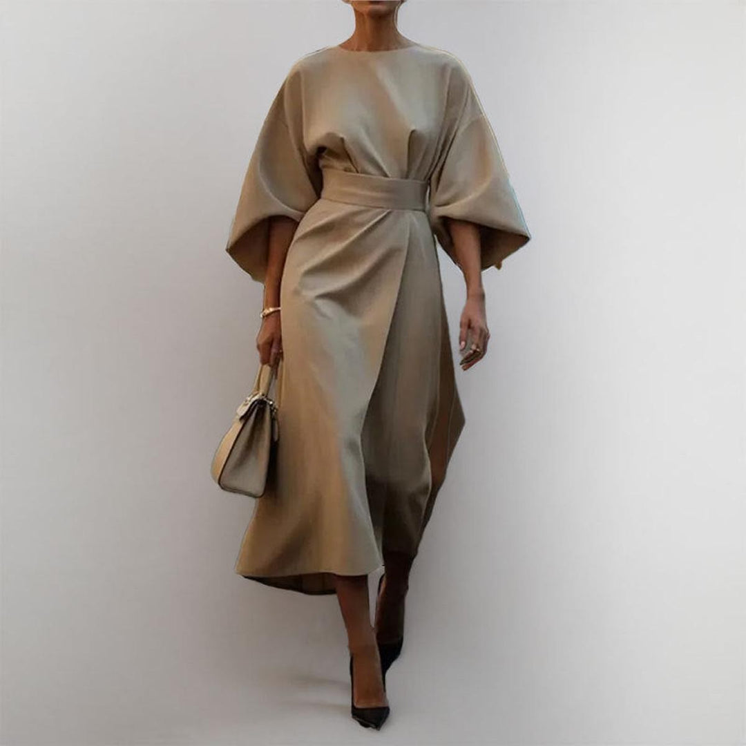 Amy™ - Satin Feel Batwing Sleeve Maxi Dress