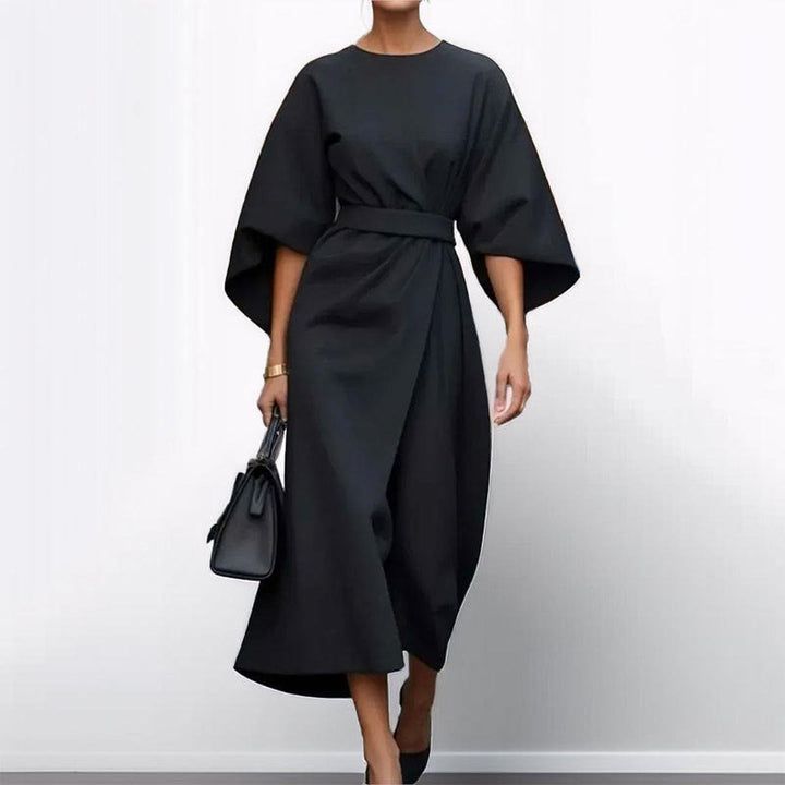 Amy™ - Satin Feel Batwing Sleeve Maxi Dress