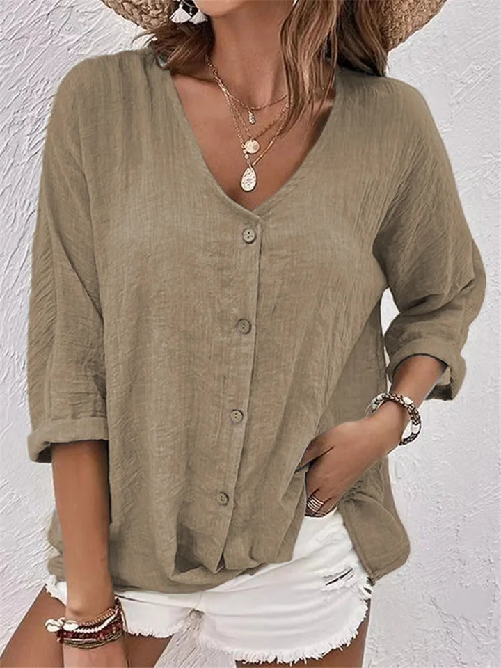 Poppy™ | Luxe Linen Blouse with Buttons
