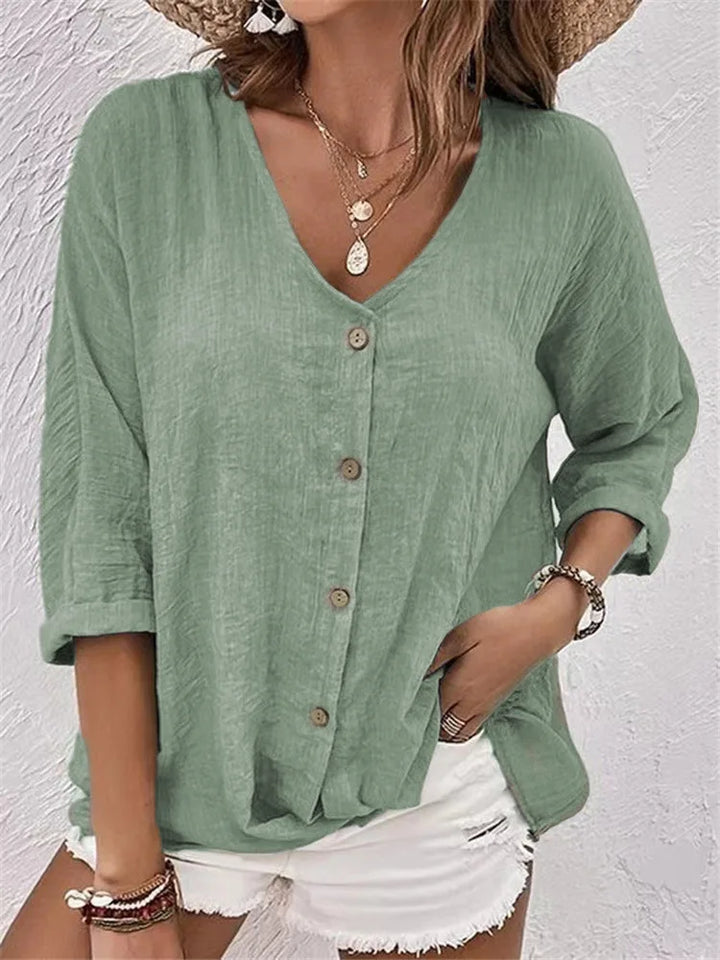 Poppy™ | Luxe Linen Blouse with Buttons