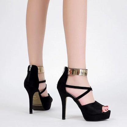 Serena – Women's High Heels with Gold Strap Accents | Chic, Supportive, and Elegant
