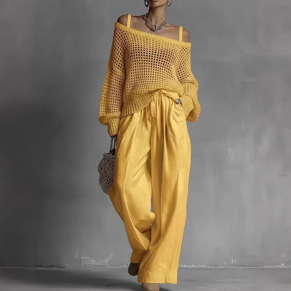 Celia™ | Off-Shoulder Knit Two-Piece Set
