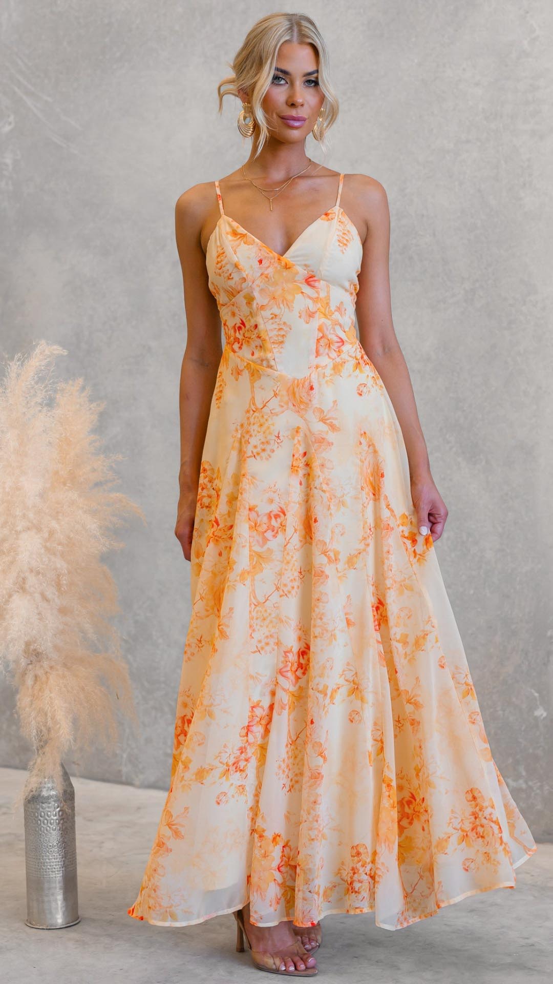 Primrose™ | Apricot Bloom Maxi Dress