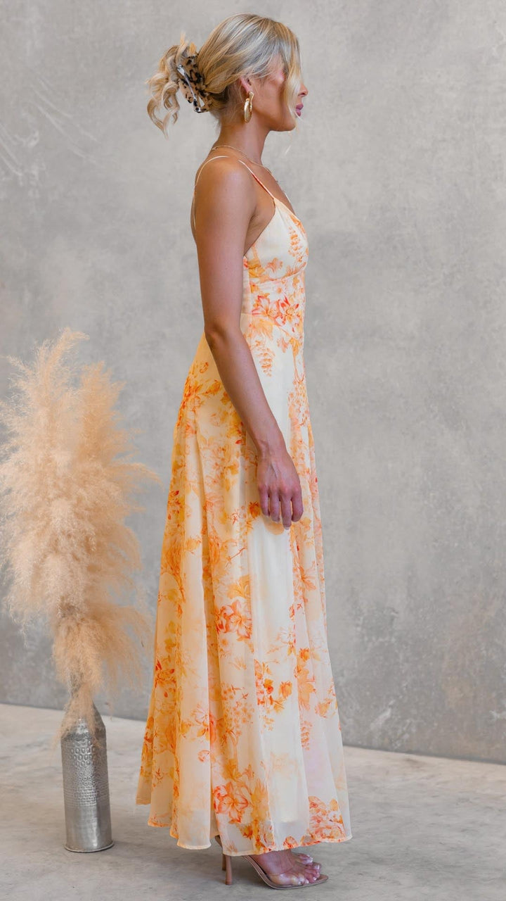 Primrose™ | Apricot Bloom Maxi Dress