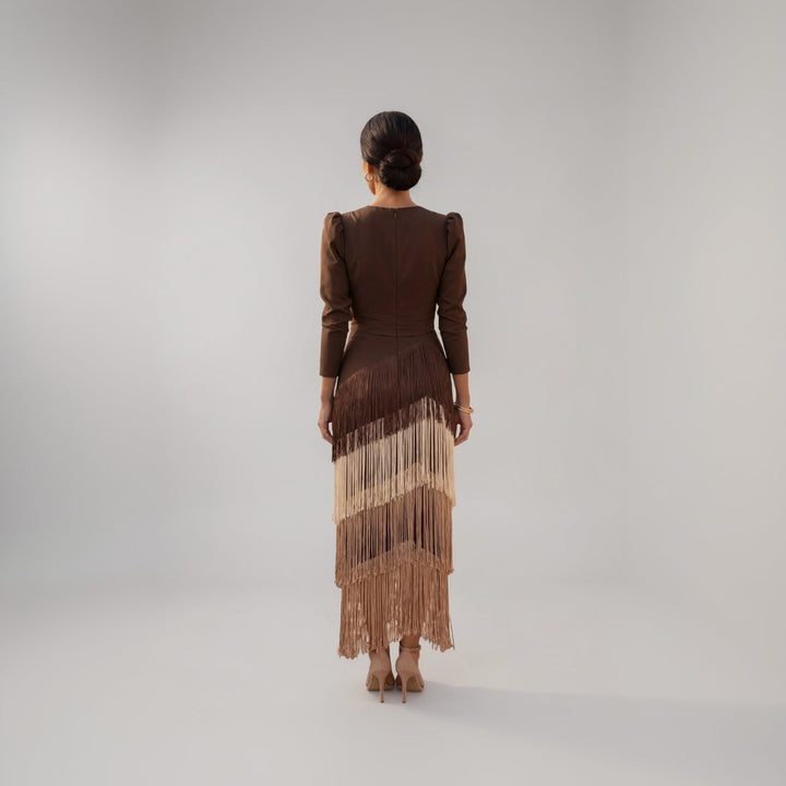 Valencia™ | Silk Blend Fringe Statement Dress