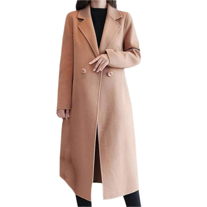 Isabella – Women's Long Wool Winter Coat | Elegant Warm Trench with Lapel Collar