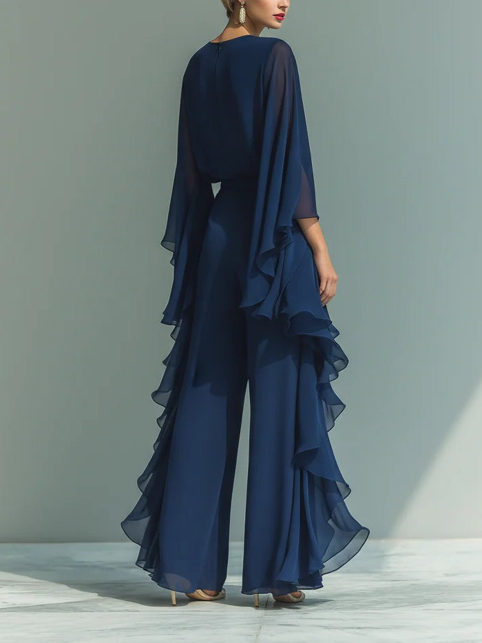 Scarlett™ | Elegant Chiffon Ensemble with Ruffles