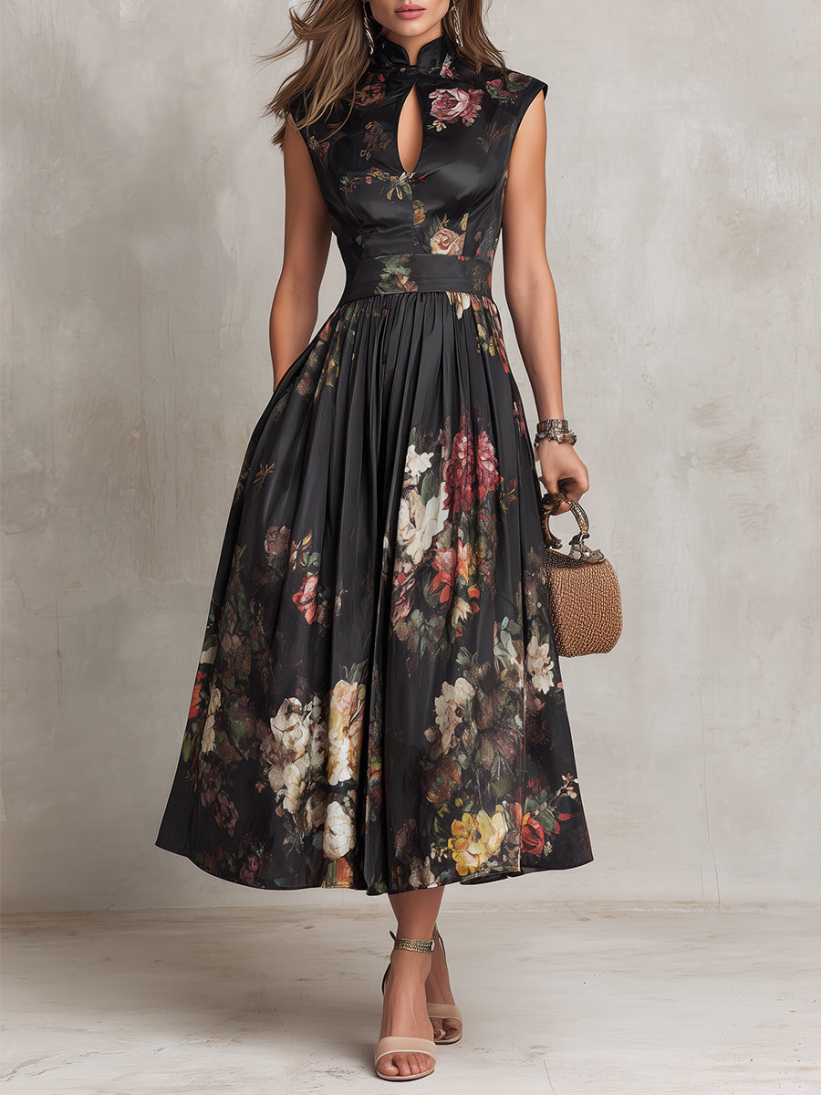 Violetta | Floral Pleated Occasion Midi Dress