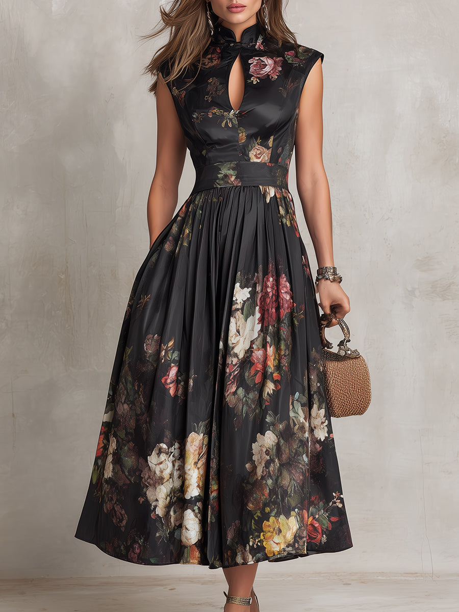 Violetta | Floral Pleated Occasion Midi Dress