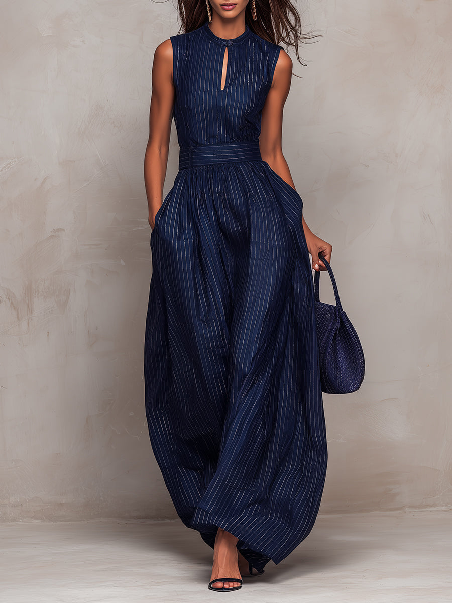 Emily™ - Sleeveless Striped Jumpsuit with Wide Leg Pants