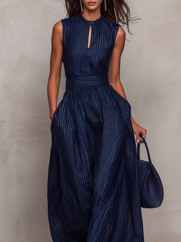 Emily™ - Sleeveless Striped Jumpsuit with Wide Leg Pants